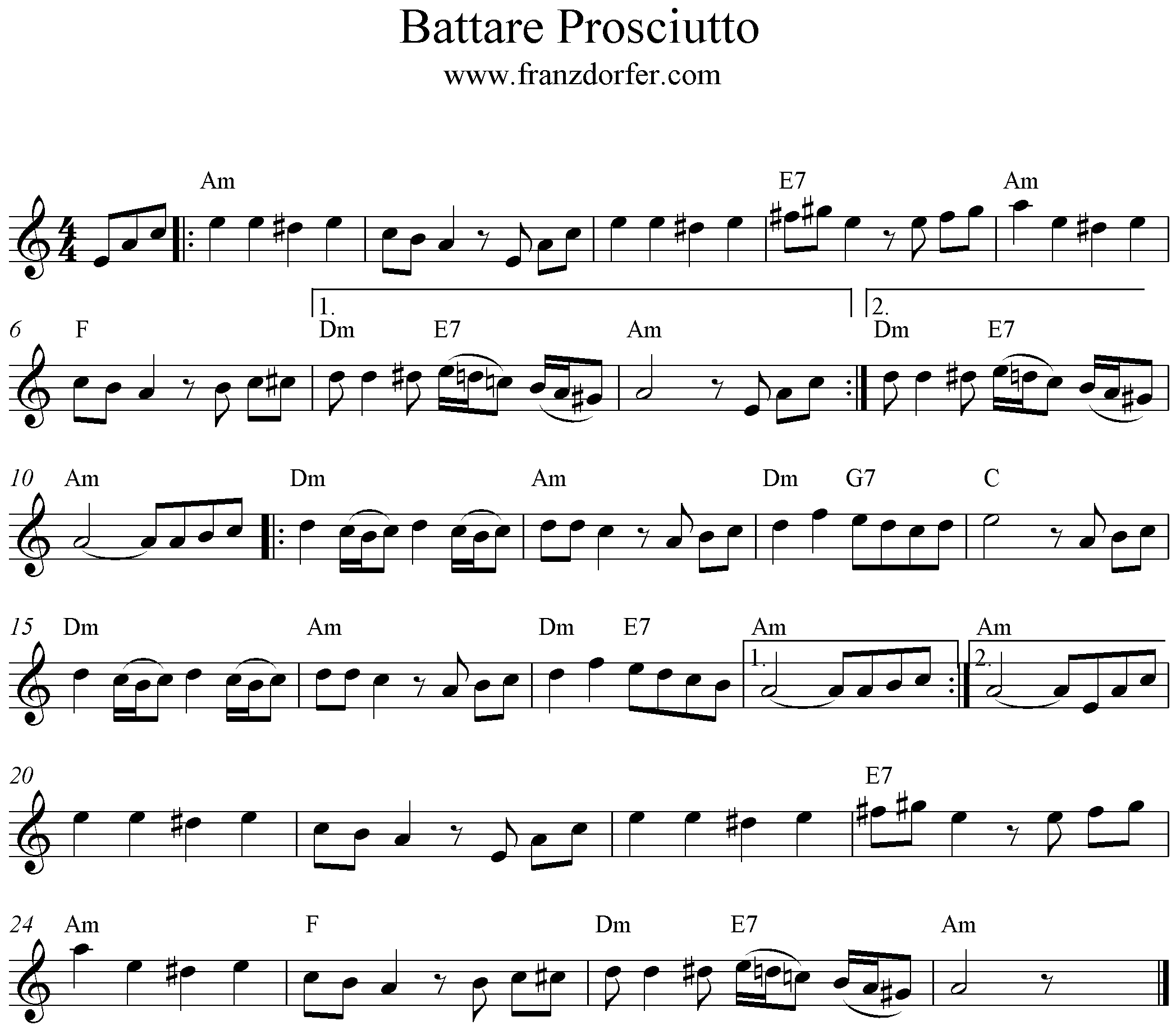 freesheet music Battare Prosciutto